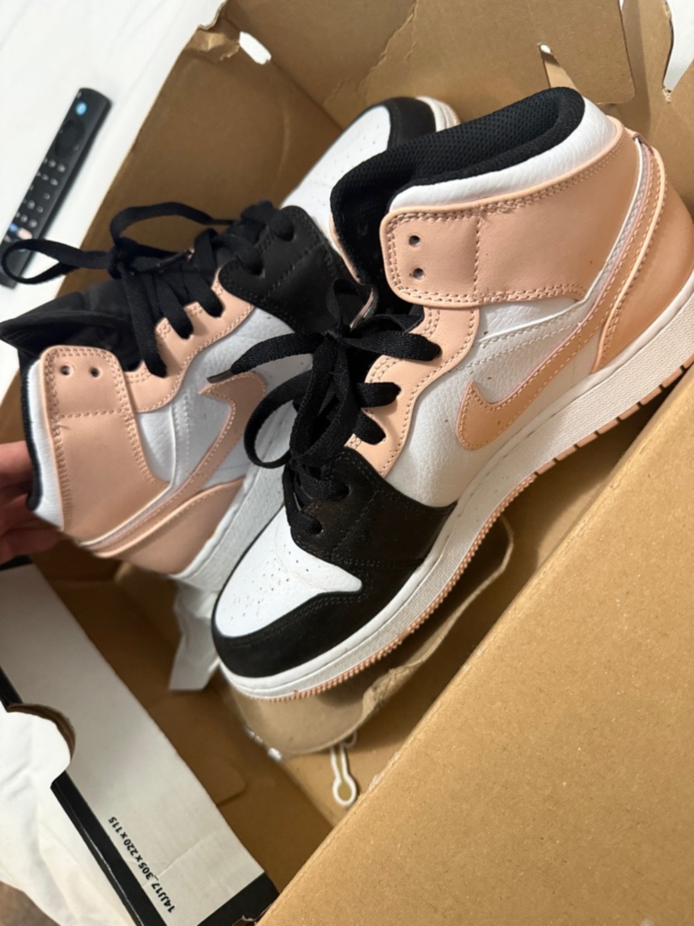 Nike Air Jordan 1 Mid Black, White & Pink Sneakers